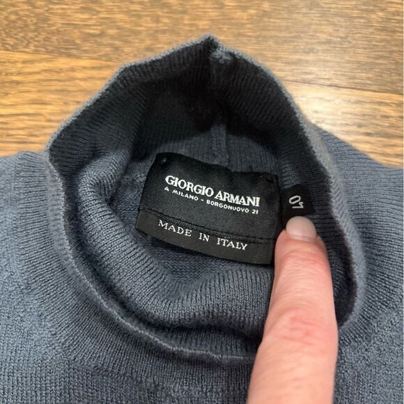 Giorgio Armani Black Label Cashmere Gray Mockneck Sweater Fine-Knit - Picture 3 of 7